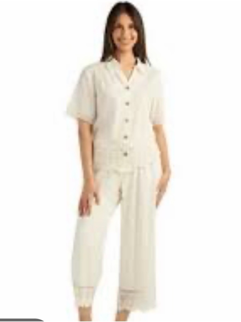 AB Studio Cream Short-Sleeve Button-Front Set - Picture 2 of 8